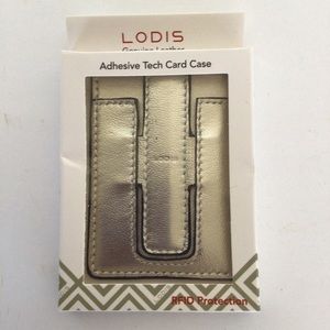 LODIS LEATHER ADHESIVE TECH CARD CASE NWT RFID
